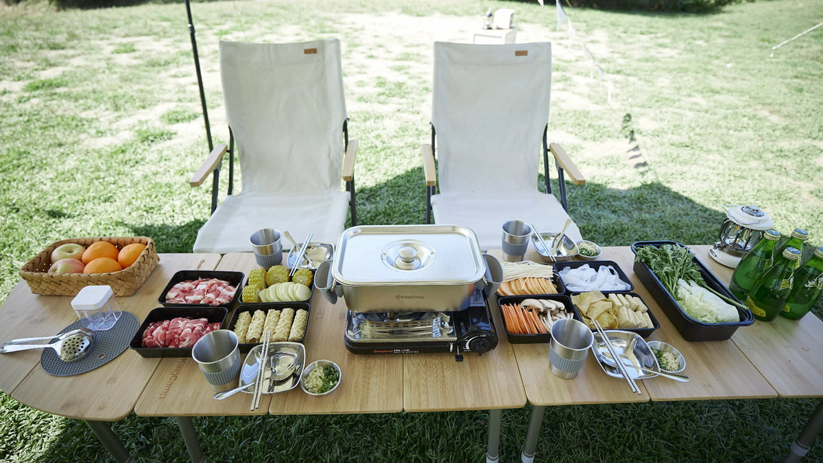 Kingcamp シンク付きアウトドアキッチンテーブル Amazon.com : KingCamp Bamboo Camp Kitchen Station, Folding
