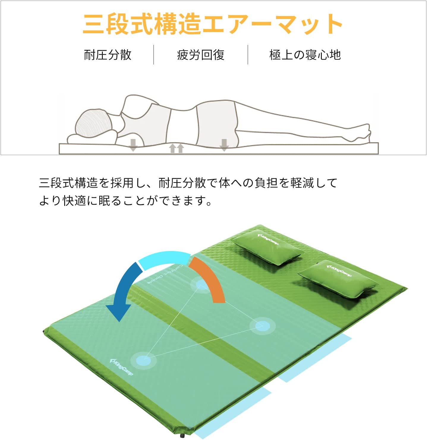 KingCamp マット 198x130x4cm KM3594