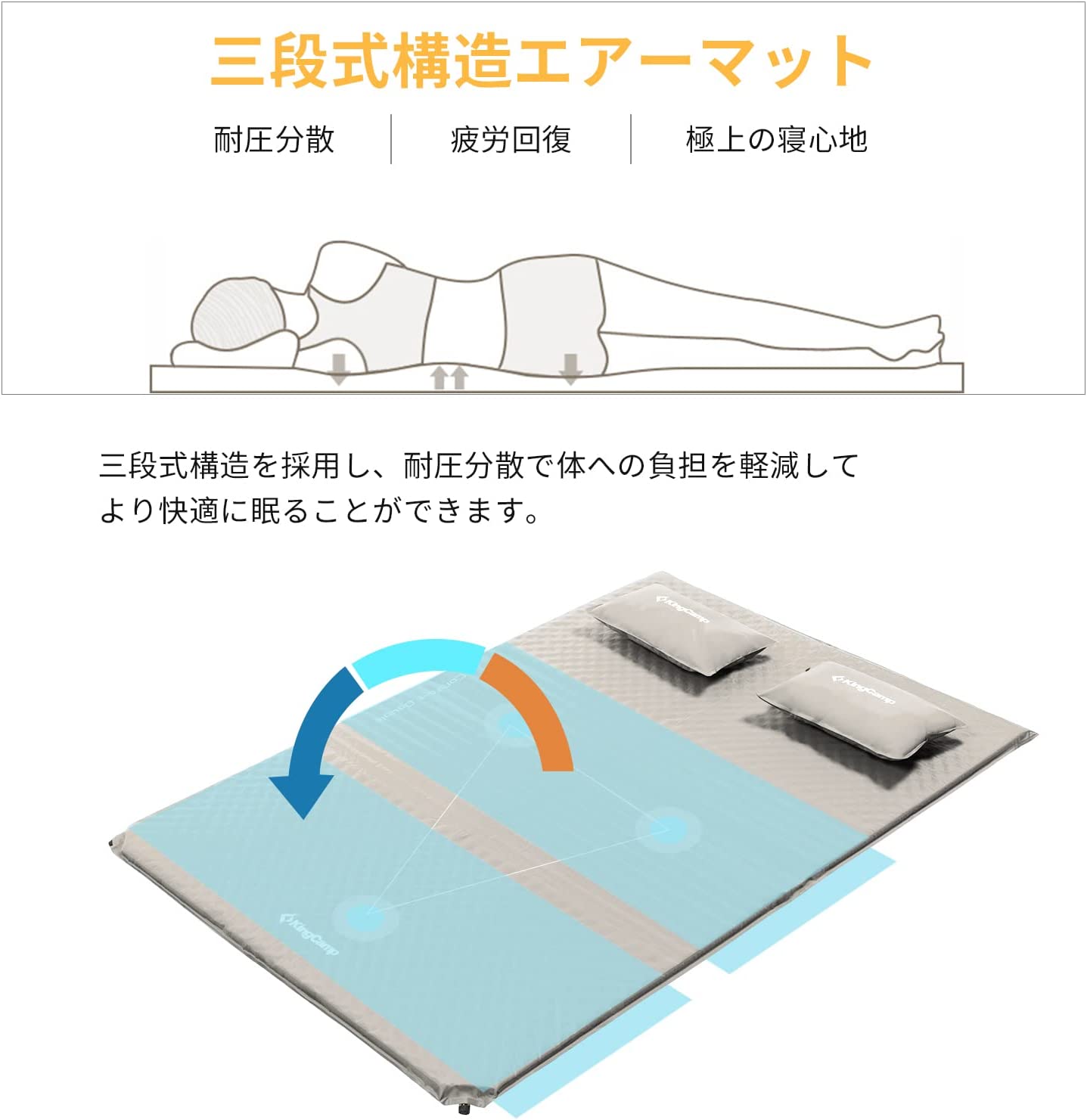 KingCamp マット 198x130x4cm KM3594