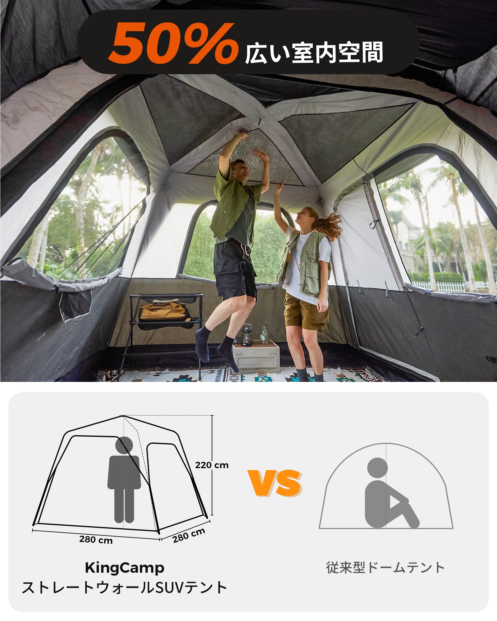 【2025 NEW】KingCamp BOUNDLESS X3 SUVクイックカーテントムービースクリーン付き