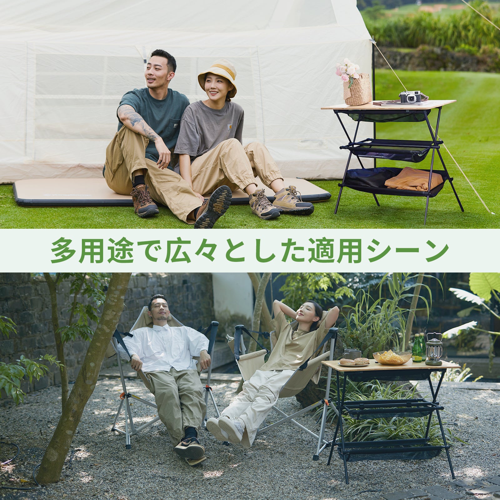 バーベキューテーブル 収納ネット付き  80×46×75cm KC2109