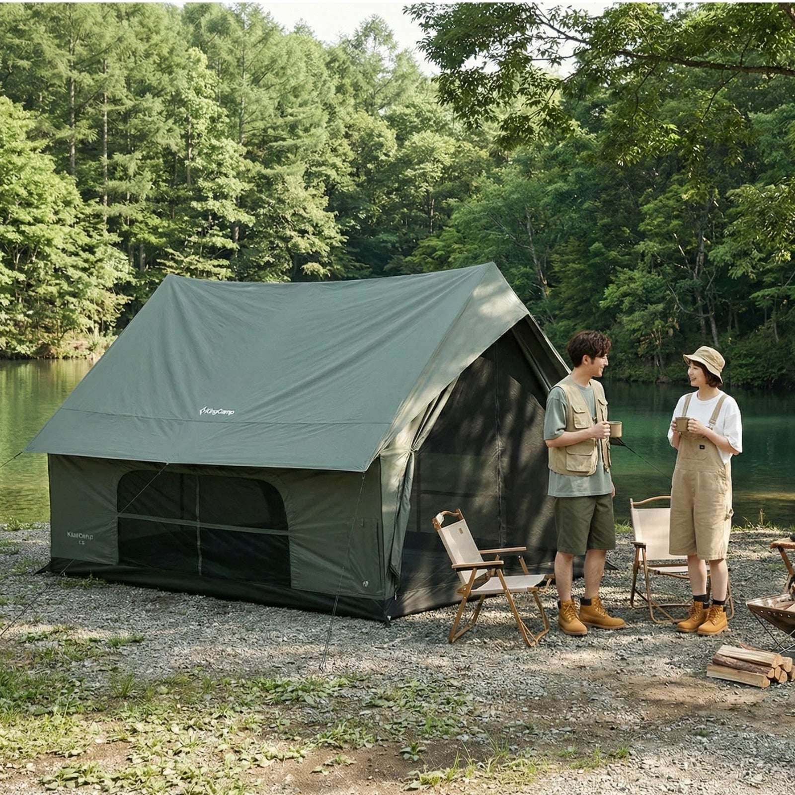 【2026 NEW】KingCamp MOUNTAIN IN C5 ロッジテント TC素材 4~5人用 煙突穴付き