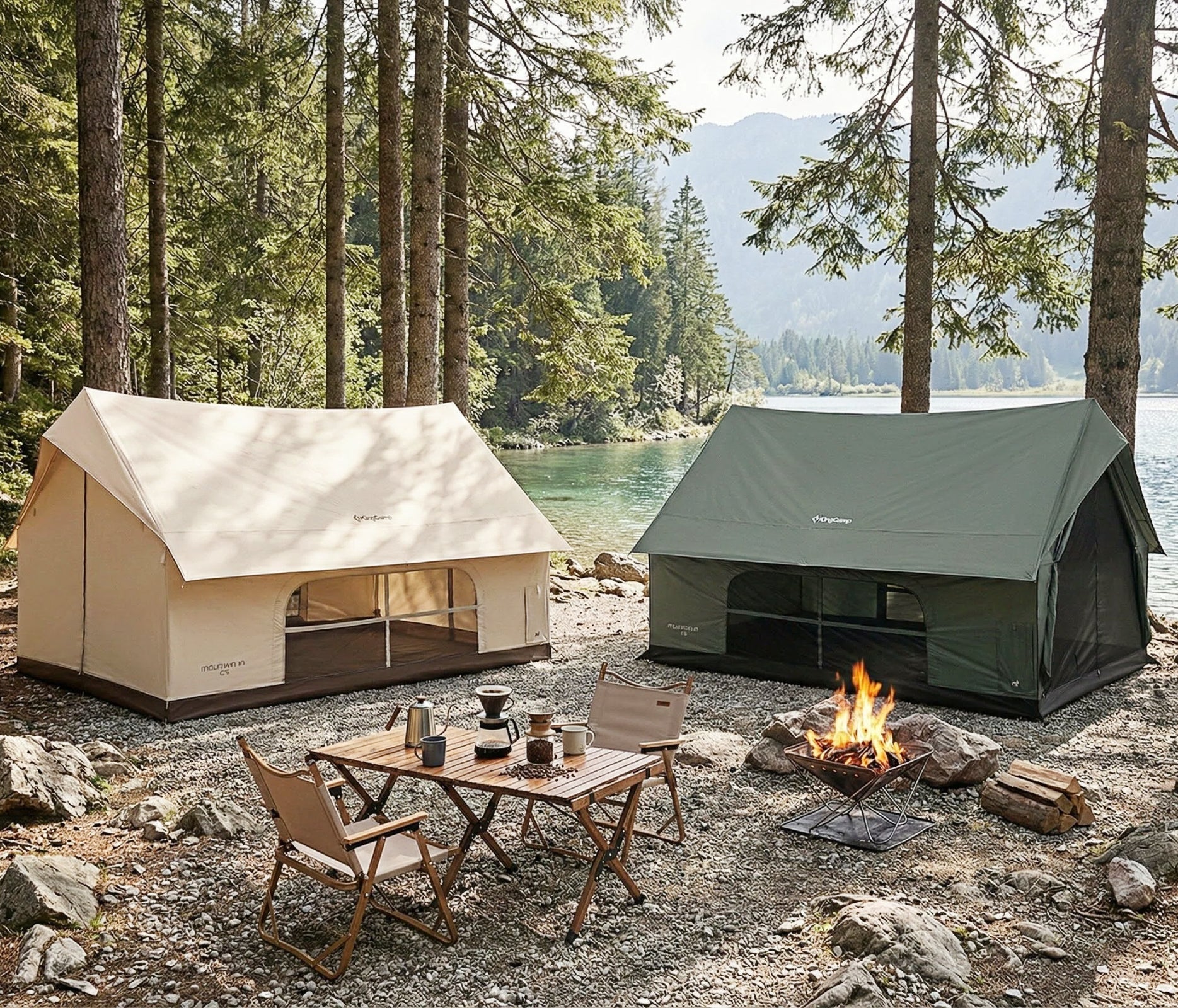 【2026 NEW】KingCamp MOUNTAIN IN C5 ロッジテント TC素材 4~5人用 煙突穴付き