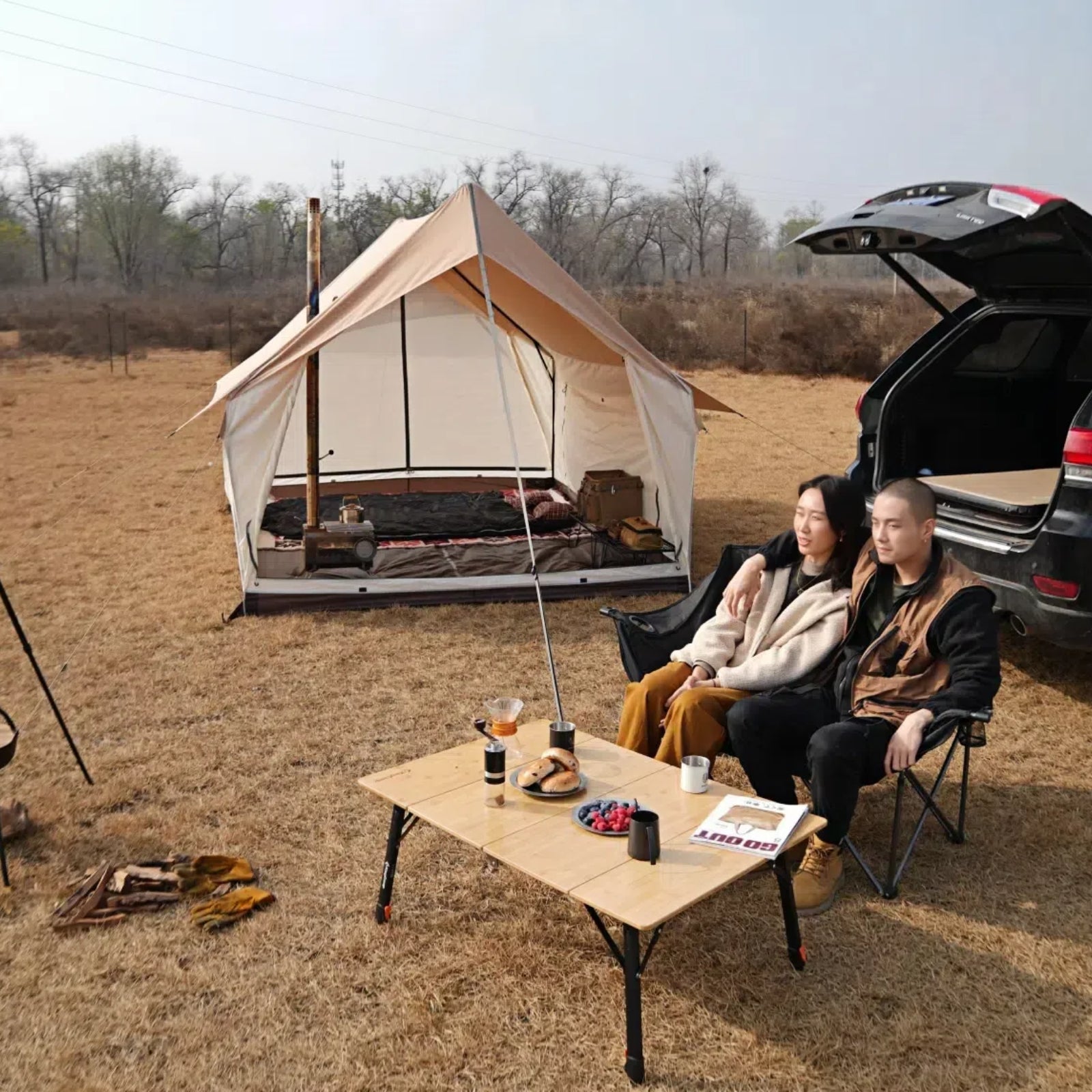 KingCamp テーブル アウトドア 高さ無段階調整