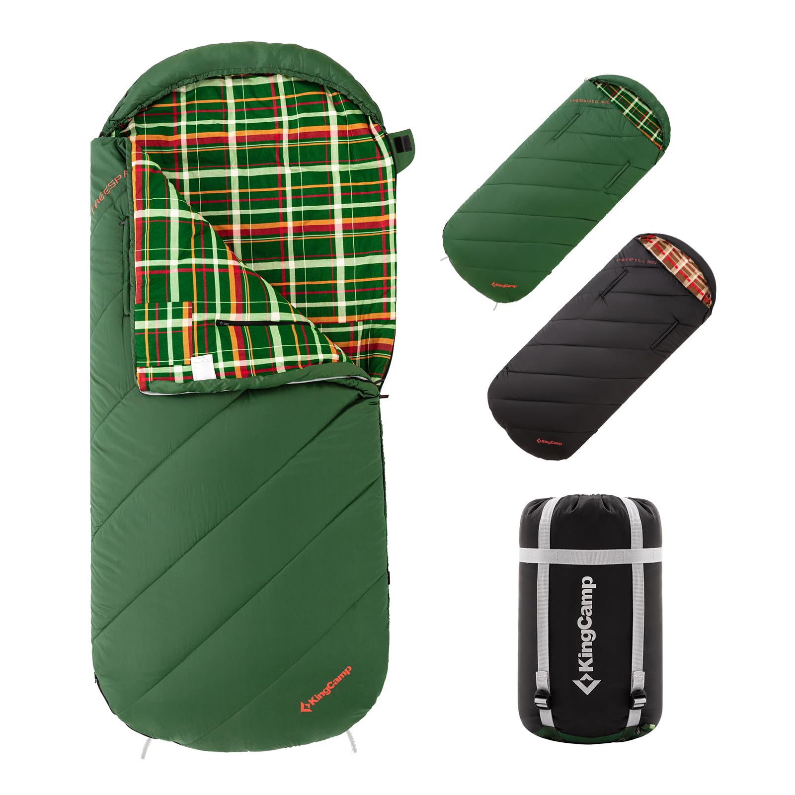 KingCamp 封筒型寝袋ワイドフランネル生地シュラフ大人用幅広100cm