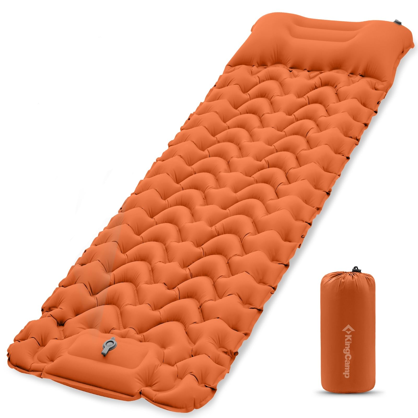 KingCamp 足踏み式エアーマットキャンプ用マット無限連結可能枕付き軽量