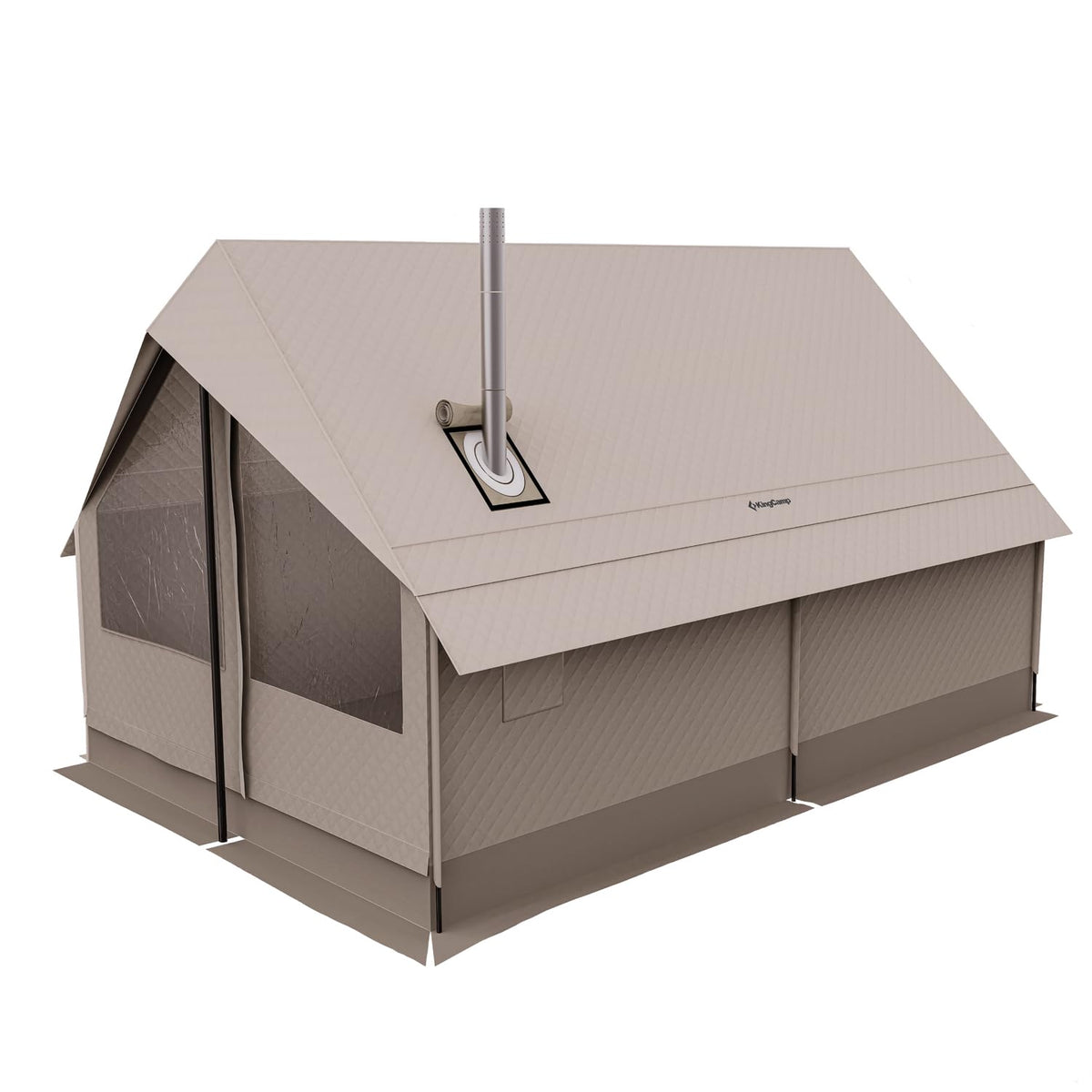 キングキャンプ　ロッジ型テント　タンカラー　kingcamp　グランドシート付 KingCamp ロッジ型テント大型キャンプテント3～5人用 360°視野