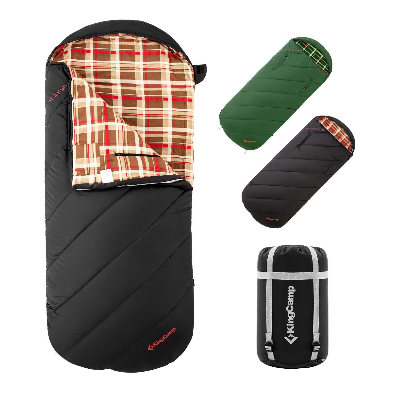 KingCamp 封筒型寝袋ワイドフランネル生地シュラフ大人用幅広100cm