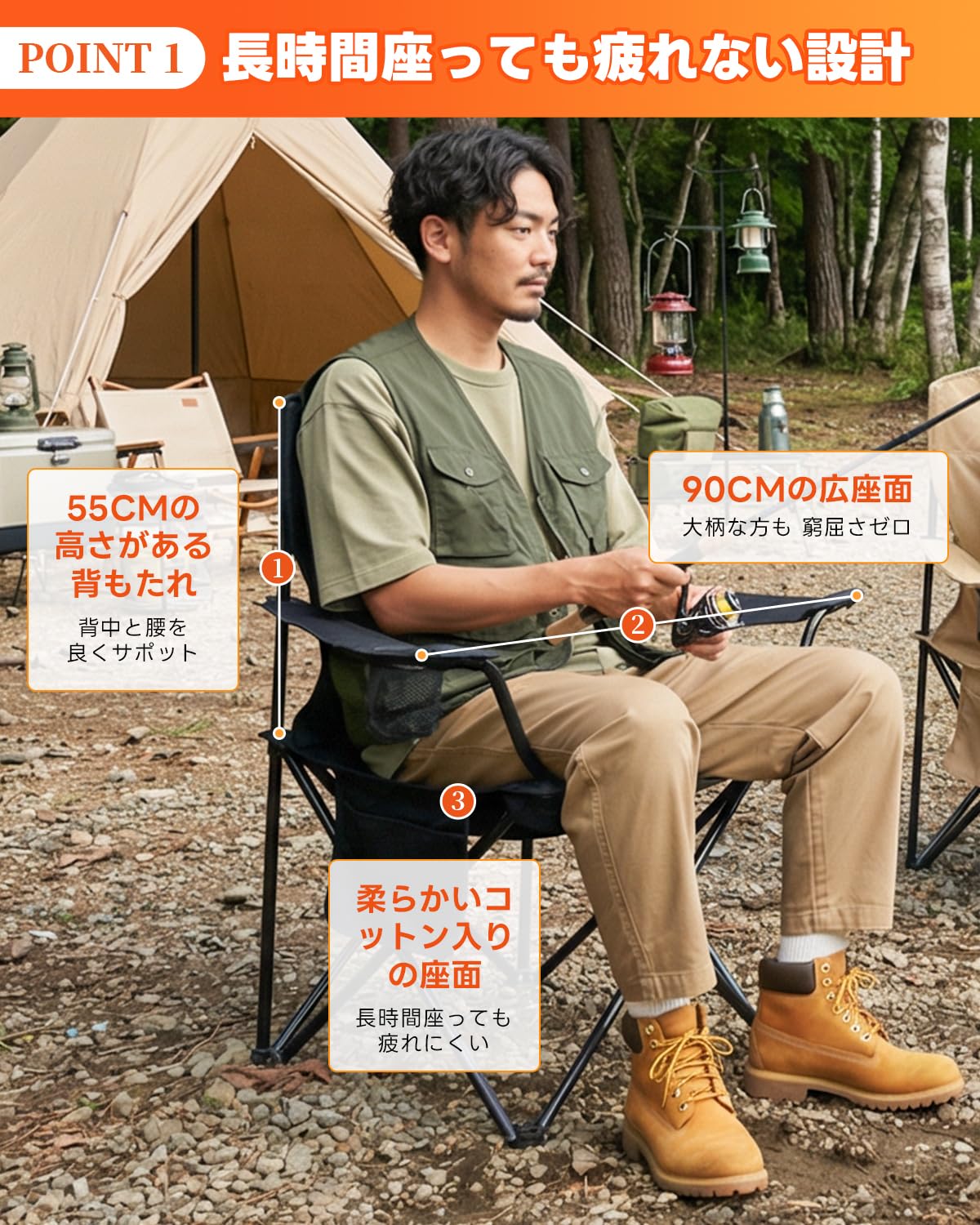 【2026 NEW】KingCamp JUNIPER B20 折りたたみアウトドアチェア ゆったり快適