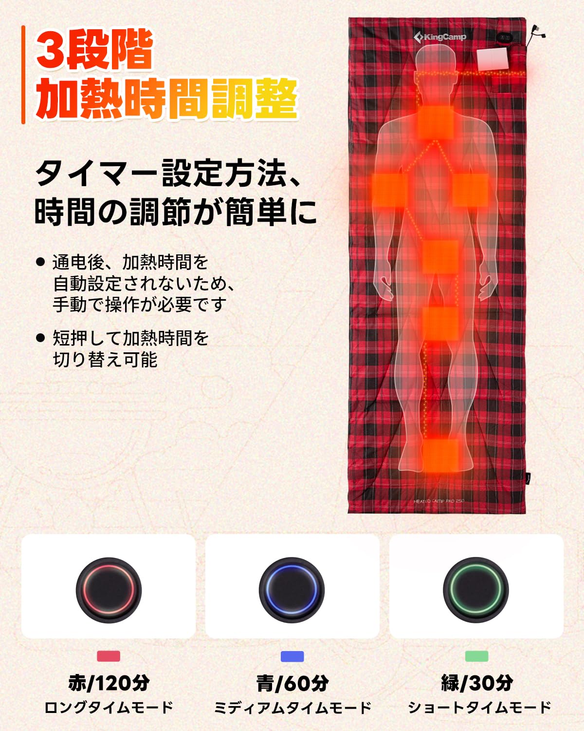 KingCamp キャンプ用コット+電熱マット セット