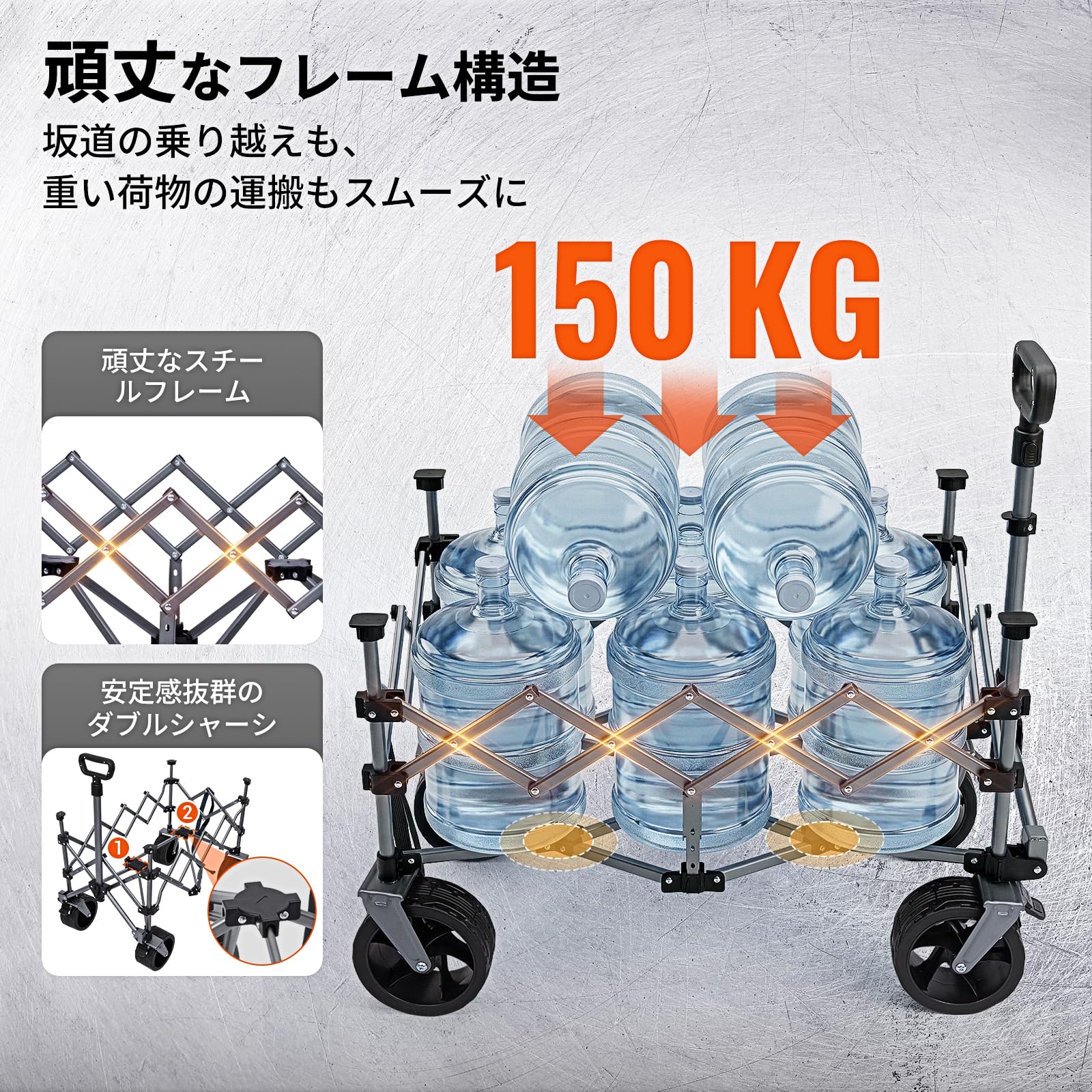 【2026 NEW】KingCamp TrailMate S6 キャリーワゴン 折りたたみ式 大容量110L 全地形対応ワイドタイヤ