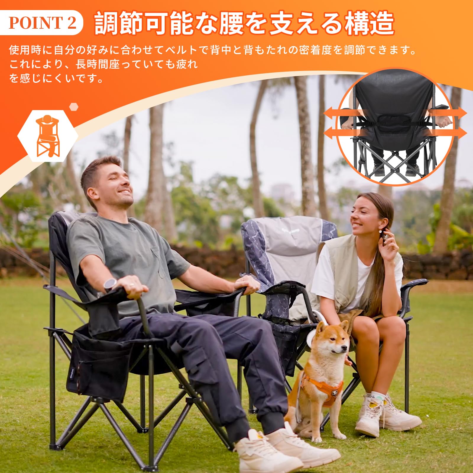 KingCamp 竹製テーブル + ハイバックチェア*2 セット