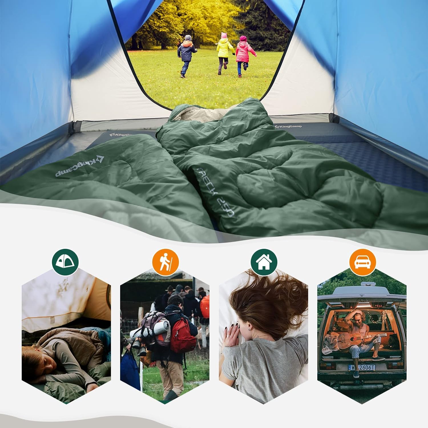 KingCamp マミー型寝袋シュラフ子供用アウトドアキャンプ登山寝袋