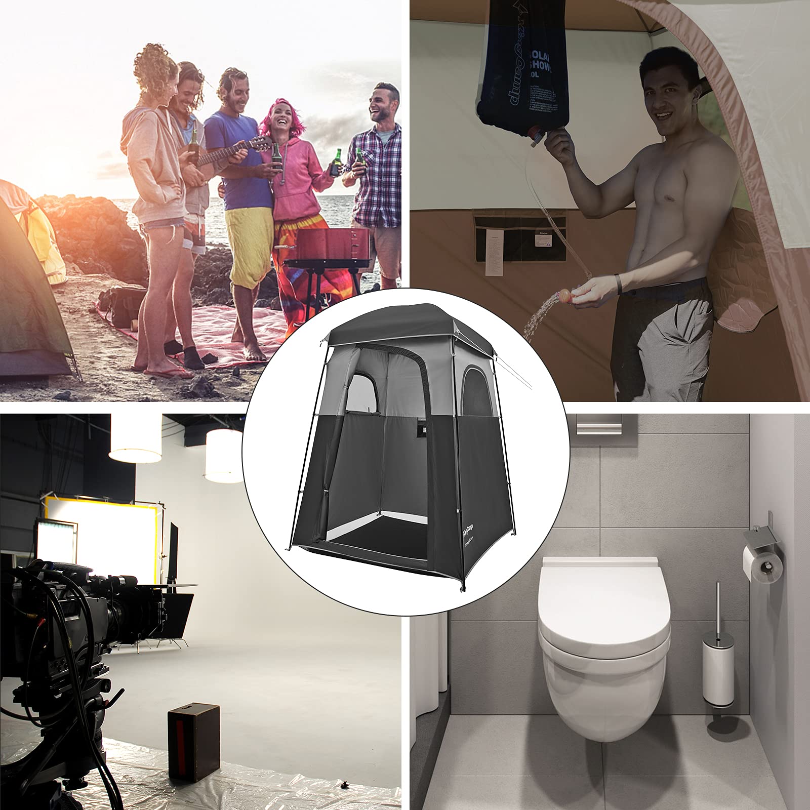 KingCamp 着替えテント簡易シャワールーム トイレ更衣室ビーチテント1人用ポータブルシャワー付き