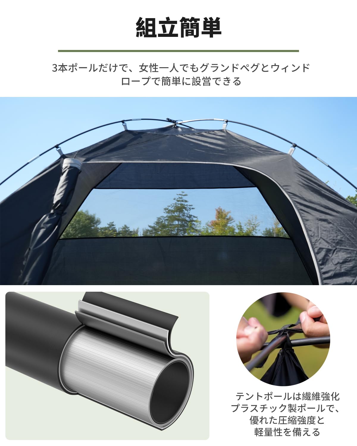 【2025 NEW】KingCamp ドームテント拡張テント2-4人用幅310cmリビングルーム4シーズン用