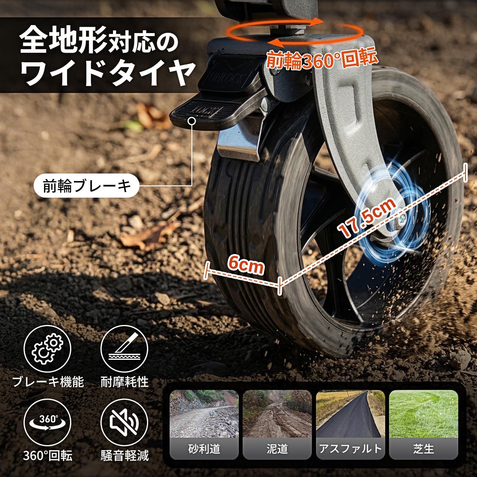 【2026 NEW】KingCamp TrailMate S6 キャリーワゴン 折りたたみ式 大容量110L 全地形対応ワイドタイヤ