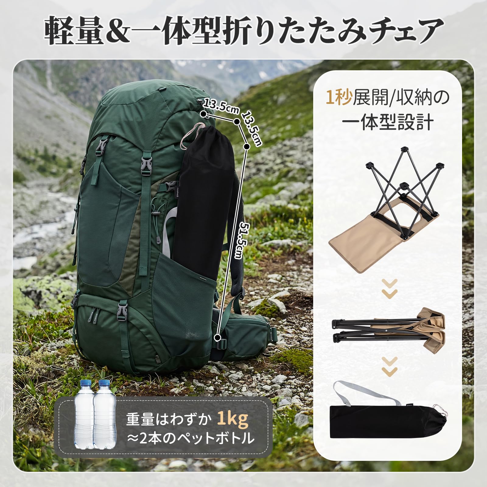 KingCamp Portable Toilet Stool 折りたたみ式 簡易トイレ 軽量設計 耐荷重110kg