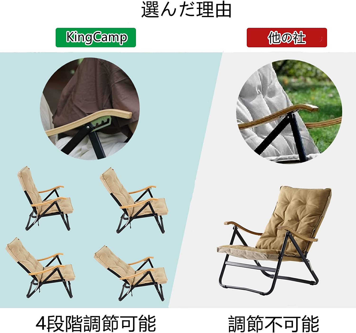 リクライニングチェア 82×52.5㎝ 4段階調整 KC2306