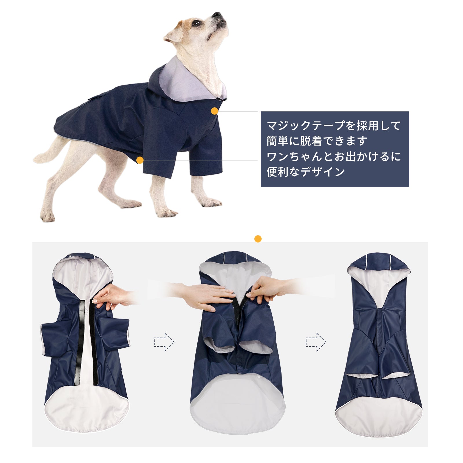 KingCamp 犬用レインコート 通気 帽子付