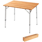 KingCamp アウトドア高さ調節テーブル折りたたみ竹製キャンプテーブル (65×50)×45cm/52cm/65cm
