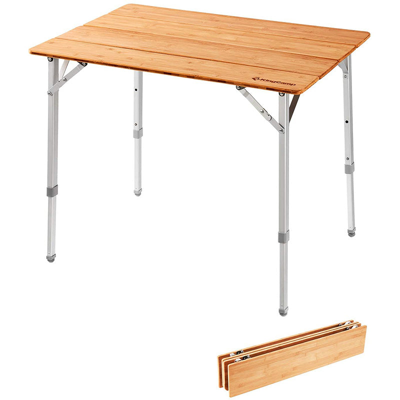 KingCamp アウトドア高さ調節テーブル折りたたみ竹製キャンプテーブル