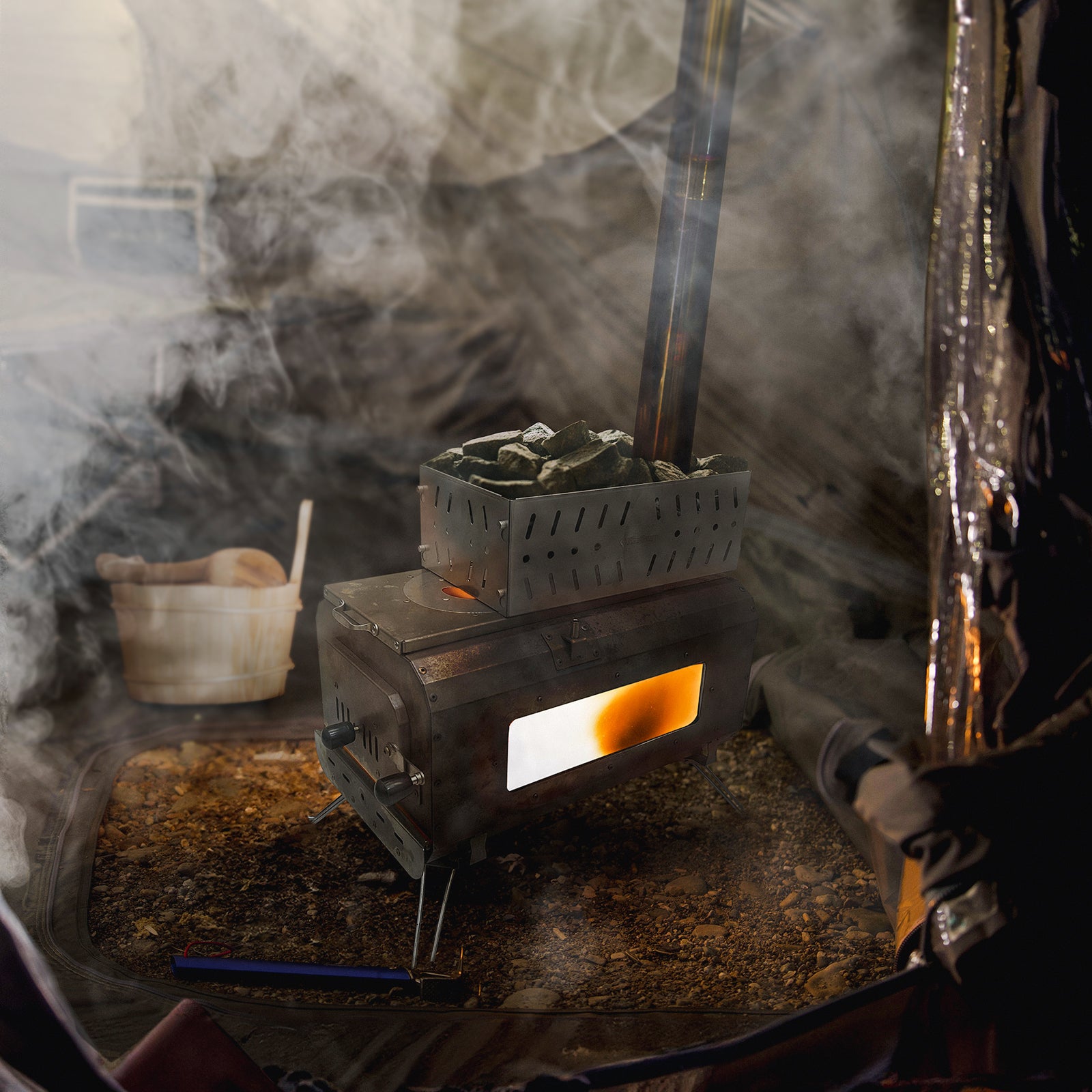 KingCamp ポータブル サウナストーブ バスケット