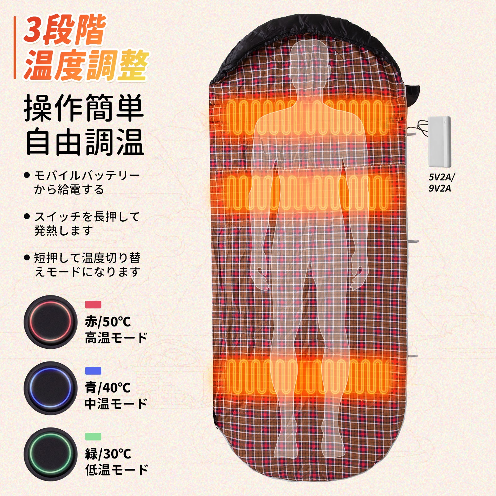 KingCamp キャンプ封筒型寝袋3段階温度調節ワイド大きいサイズ寝袋