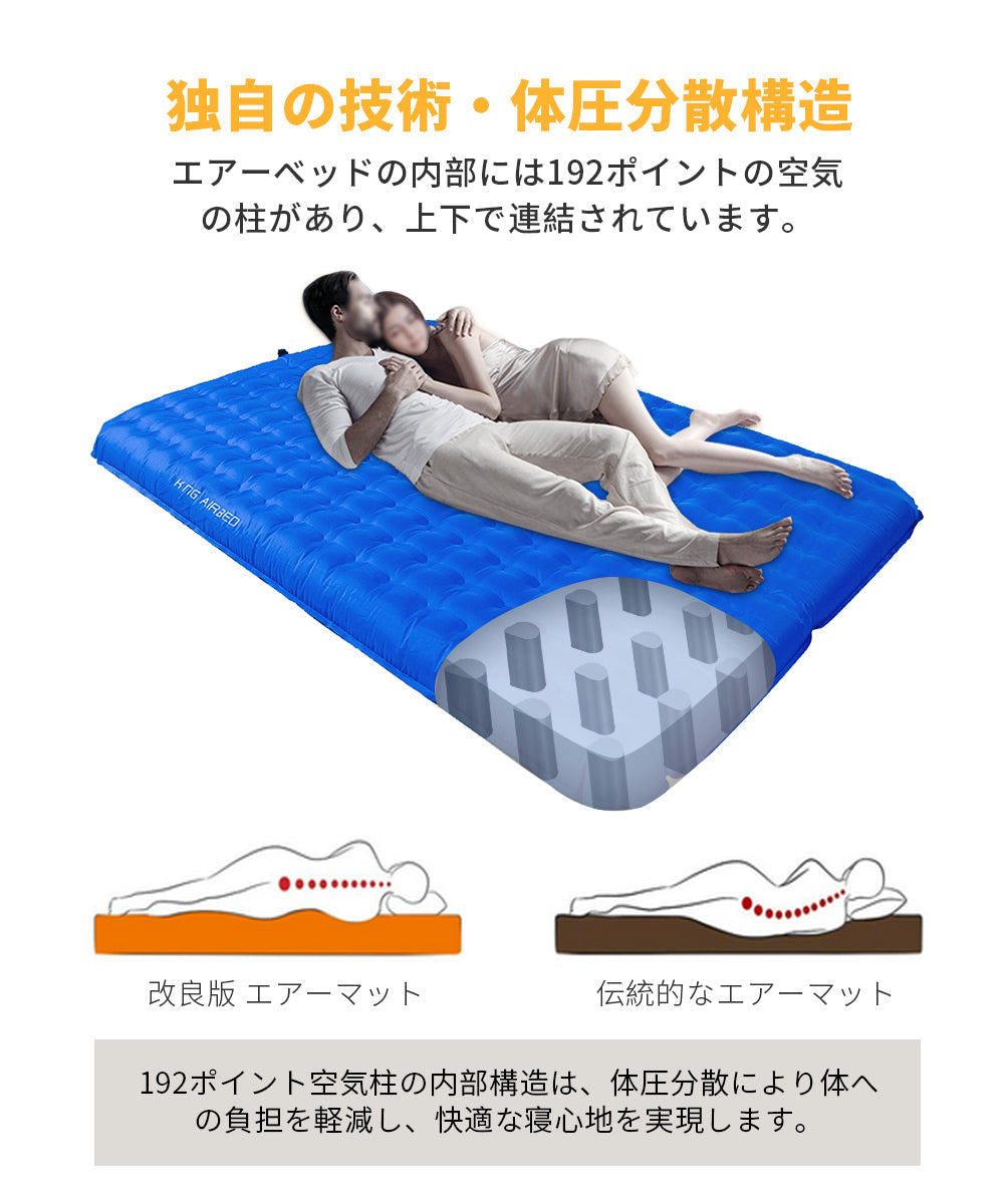 KingCamp 二人用キャンプエアマットインフレータブルパッド
