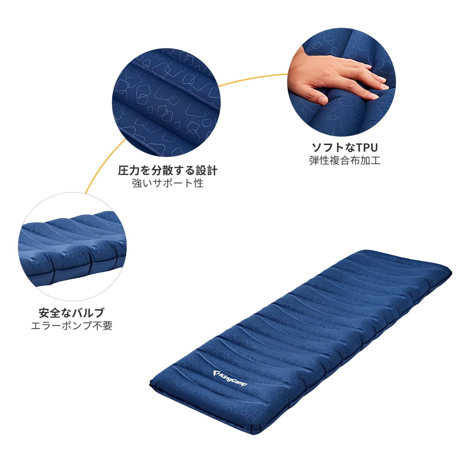 KingCamp キャンプスリーピングパッド 2パック 軽量 インフレータブル キャンプパッド バックパック用 フットポンプ内蔵 並行輸入品 : KingCamp キャンプ用スリーピングパッド