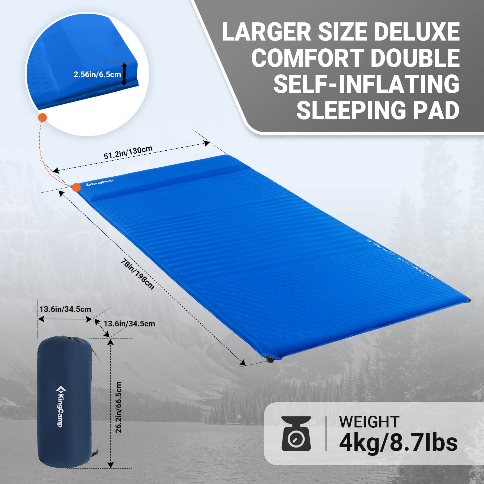 KingCamp 快適な二人用フインフレータブルパッド