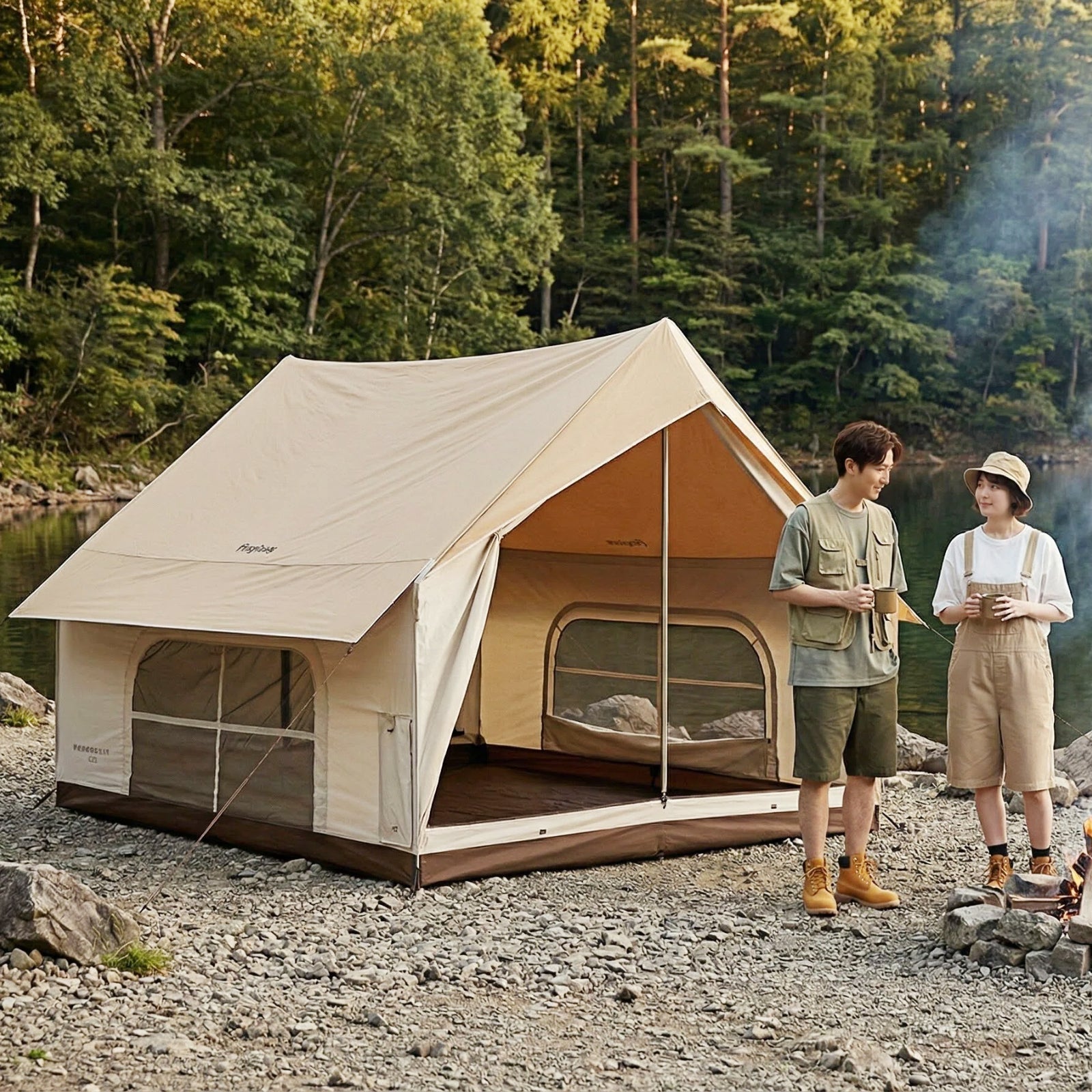 【2026 NEW】KingCamp MOUNTAIN IN C5 ロッジテント TC素材 4~5人用 煙突穴付き