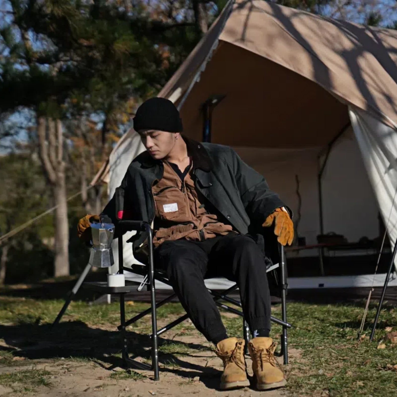 KingCamp ディレクターチェア折りたたみ アウトドアチェア テーブル付きチェア KC1904
