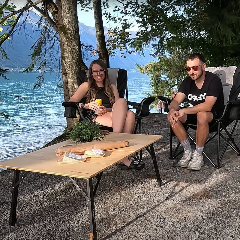 KingCamp 竹製テーブル ＋ ハイバックチェア*2 セット