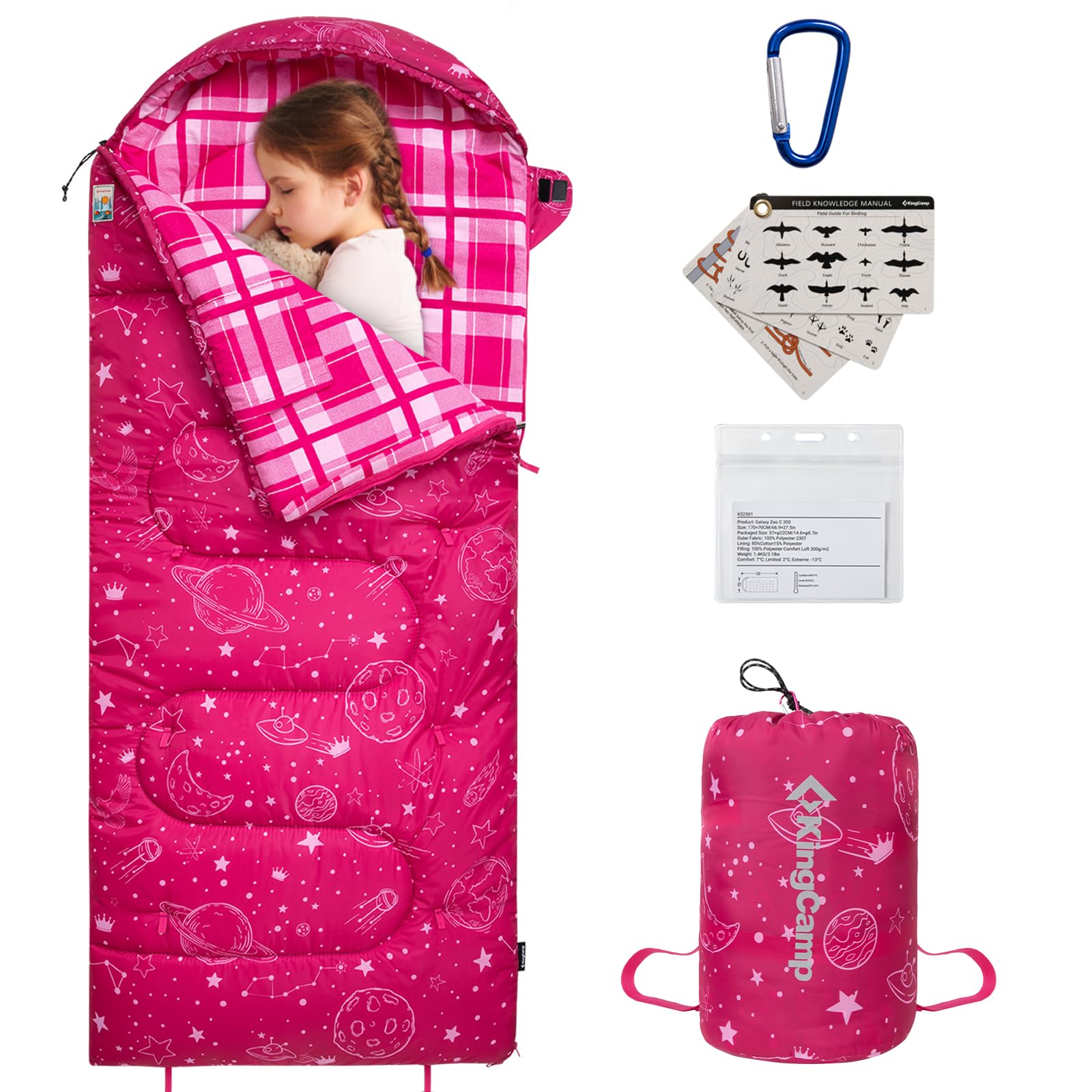 KingCamp 子供用封筒型寝袋フランネル生地ワイドサイズ幅広100cmシュラフ