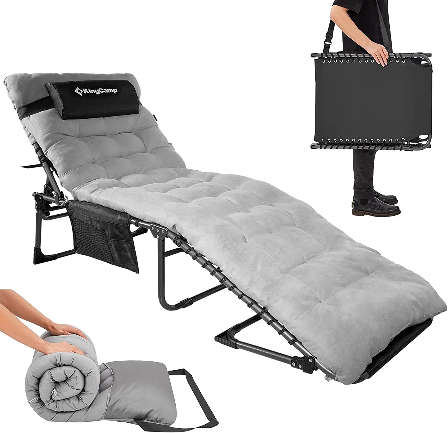 KingCamp 折りたたみ式リクライニングベッド 200x68cm KingCamp | 快適で収納簡単なアウトドア用折りたたみベッド