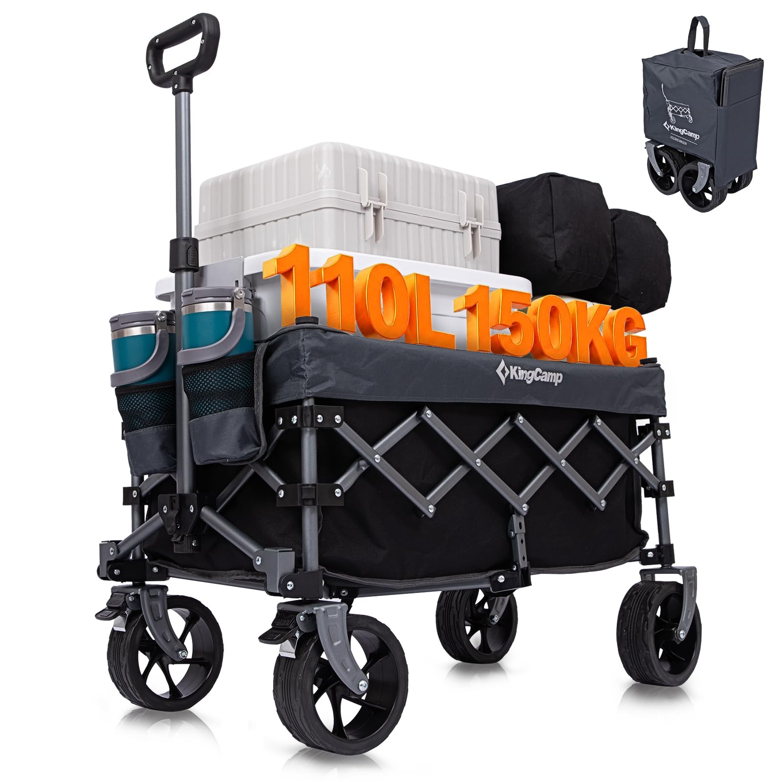 2026 NEW】KingCamp TrailMate S6 キャリーワゴン 折りたたみ式 大容量