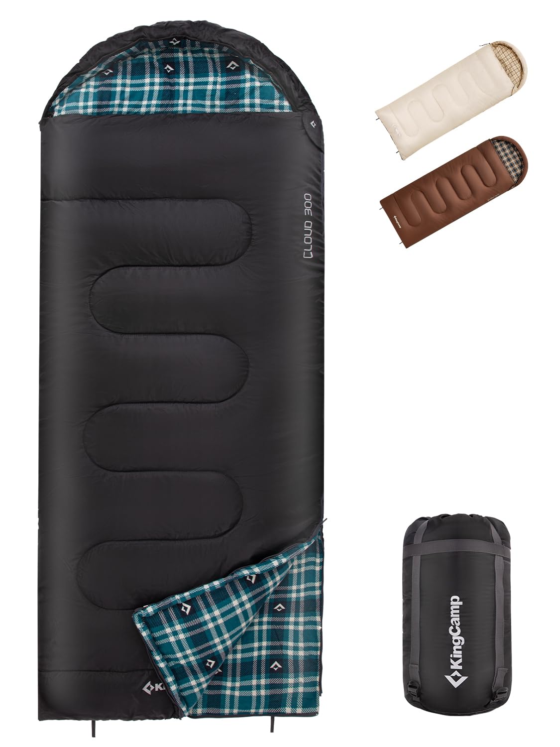 KingCamp 封筒型寝袋冬用防寒防水シュラフオールシーズンフランネル