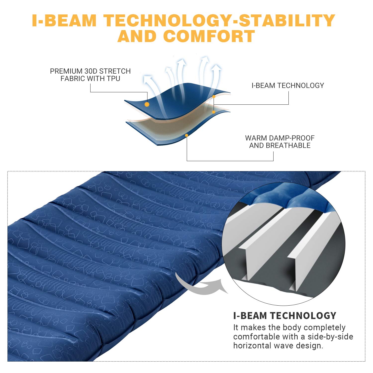 KingCamp 二人用エアーマットレス極厚軽量キャンピングスリーピングパッド