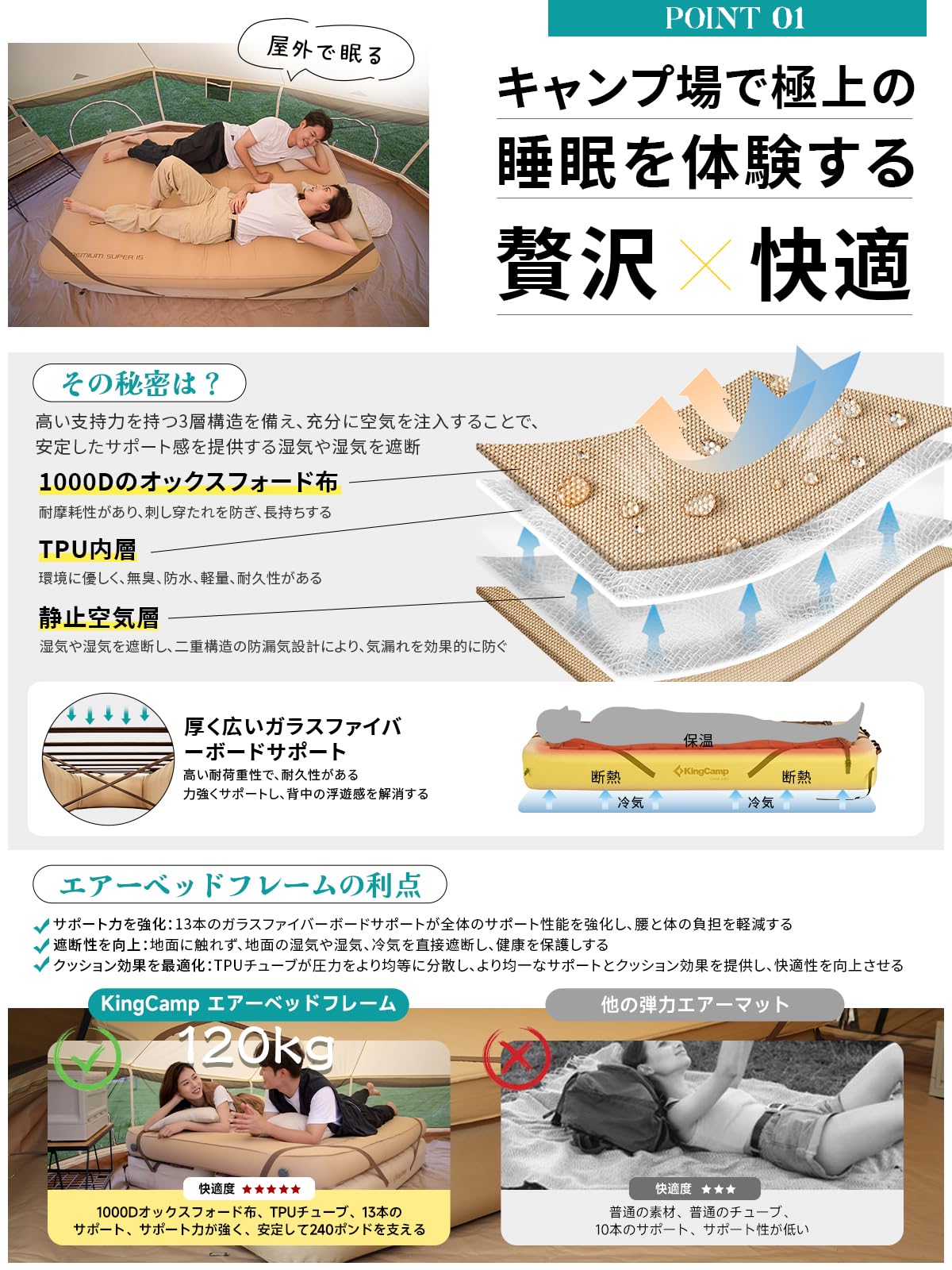 KingCamp キャンプキャンプエアベッドフレーム