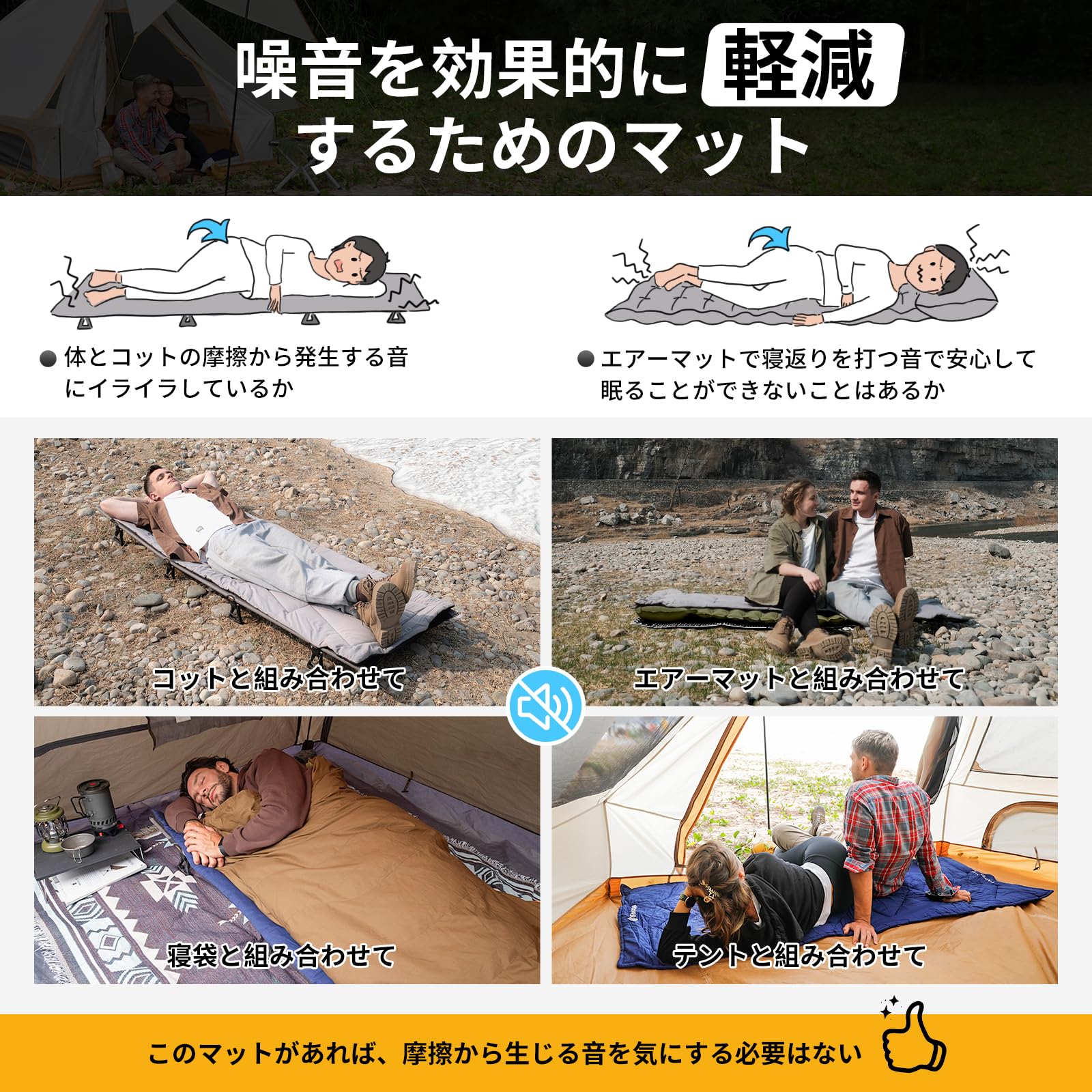 KingCamp コット用マット折りたたみ超軽量滑り止め固定可能 コンパクトキャンプマット