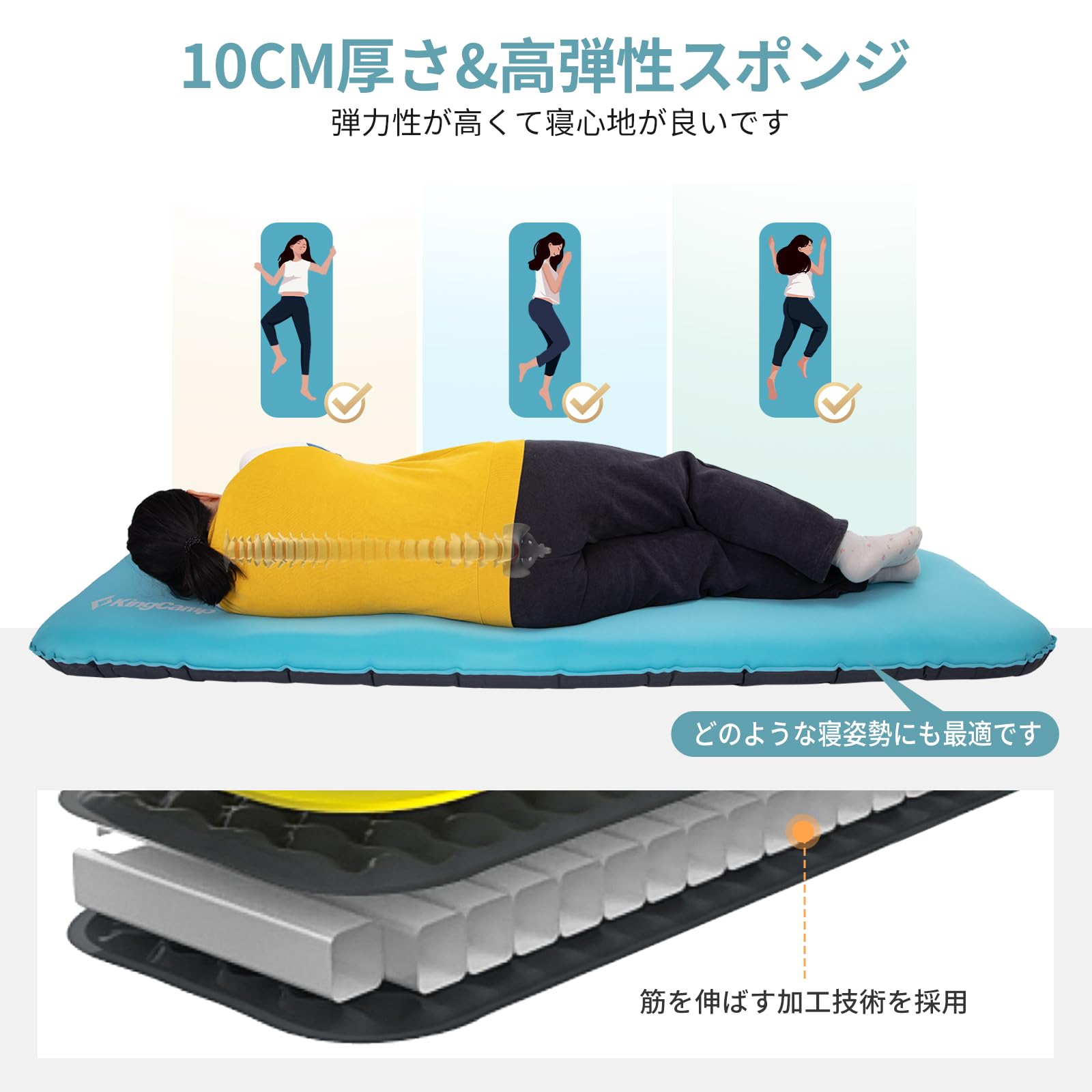 KingCamp超軽量快適シングルクッションメモリーフォーム寝床マット