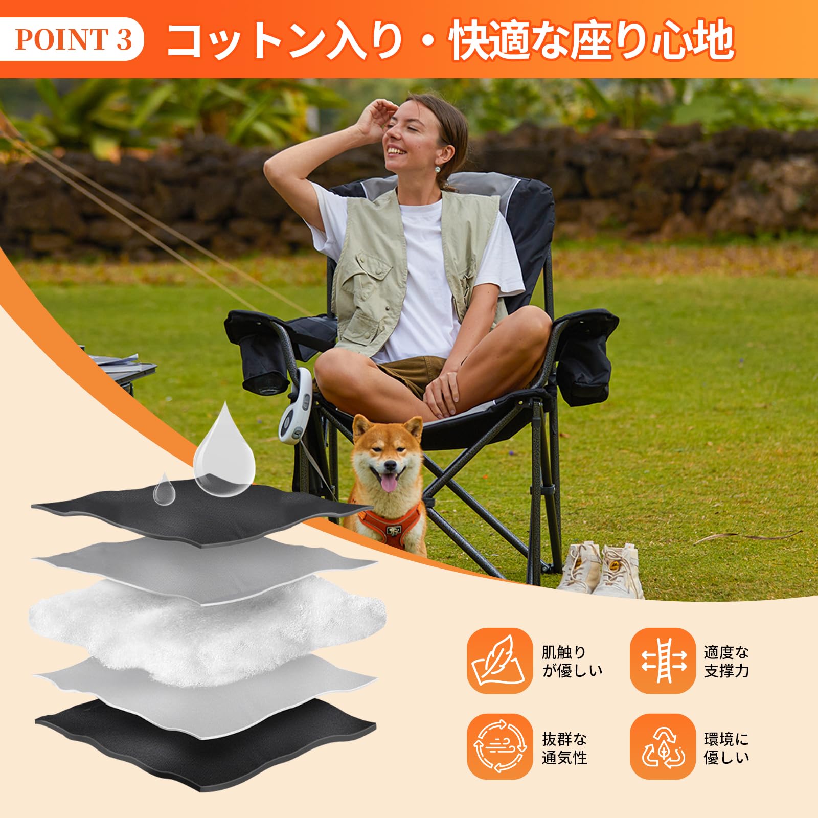 【2025 NEW】KingCamp キャンプチェアハイバック折りたたみ椅子