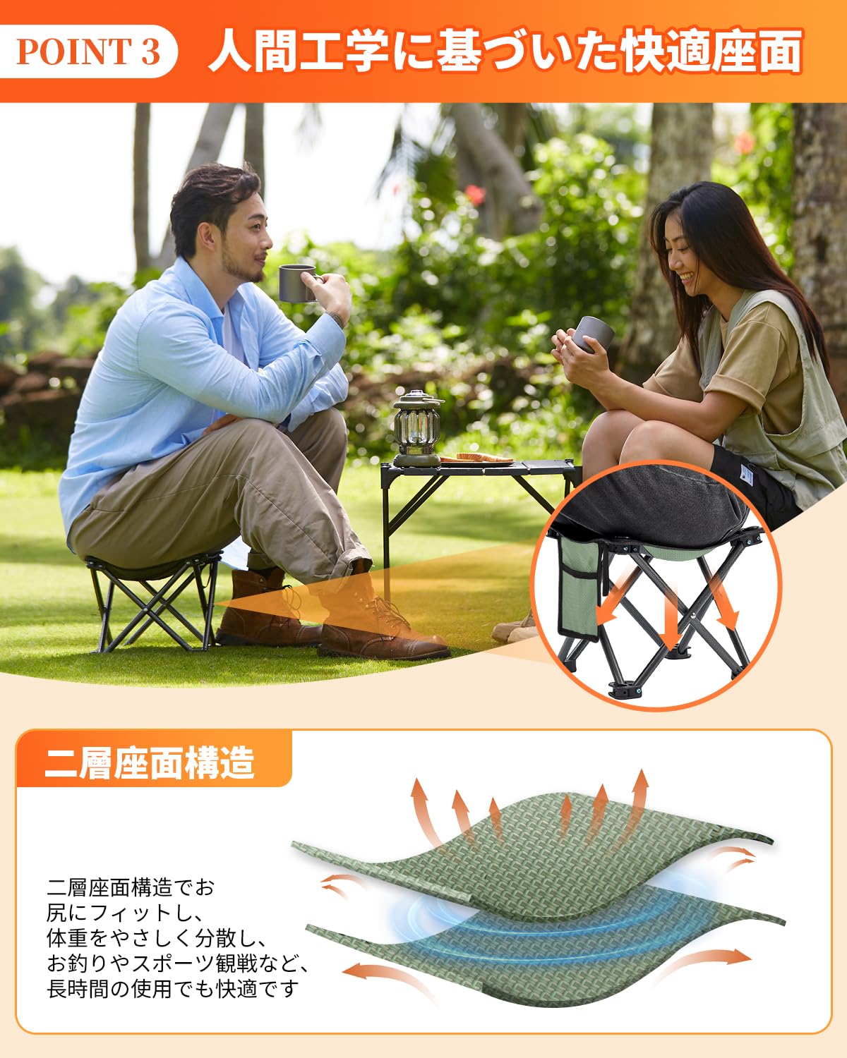 【2025 NEW】KingCamp 折りたたみ椅子コンパクトアウトドアチェア軽量600g