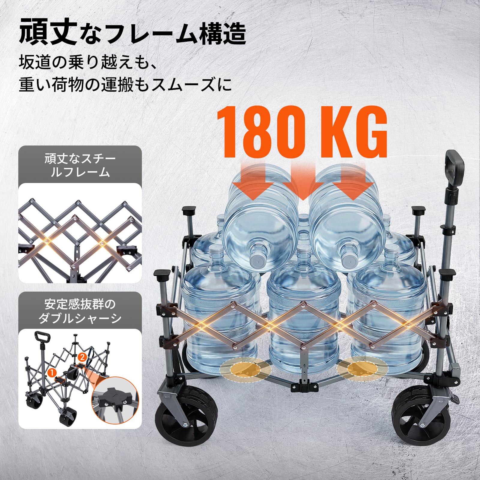 【2026 NEW】KingCamp TrailMate L7 キャリーワゴン 折りたたみ式 大容量200L 全地形対応ワイドタイヤ