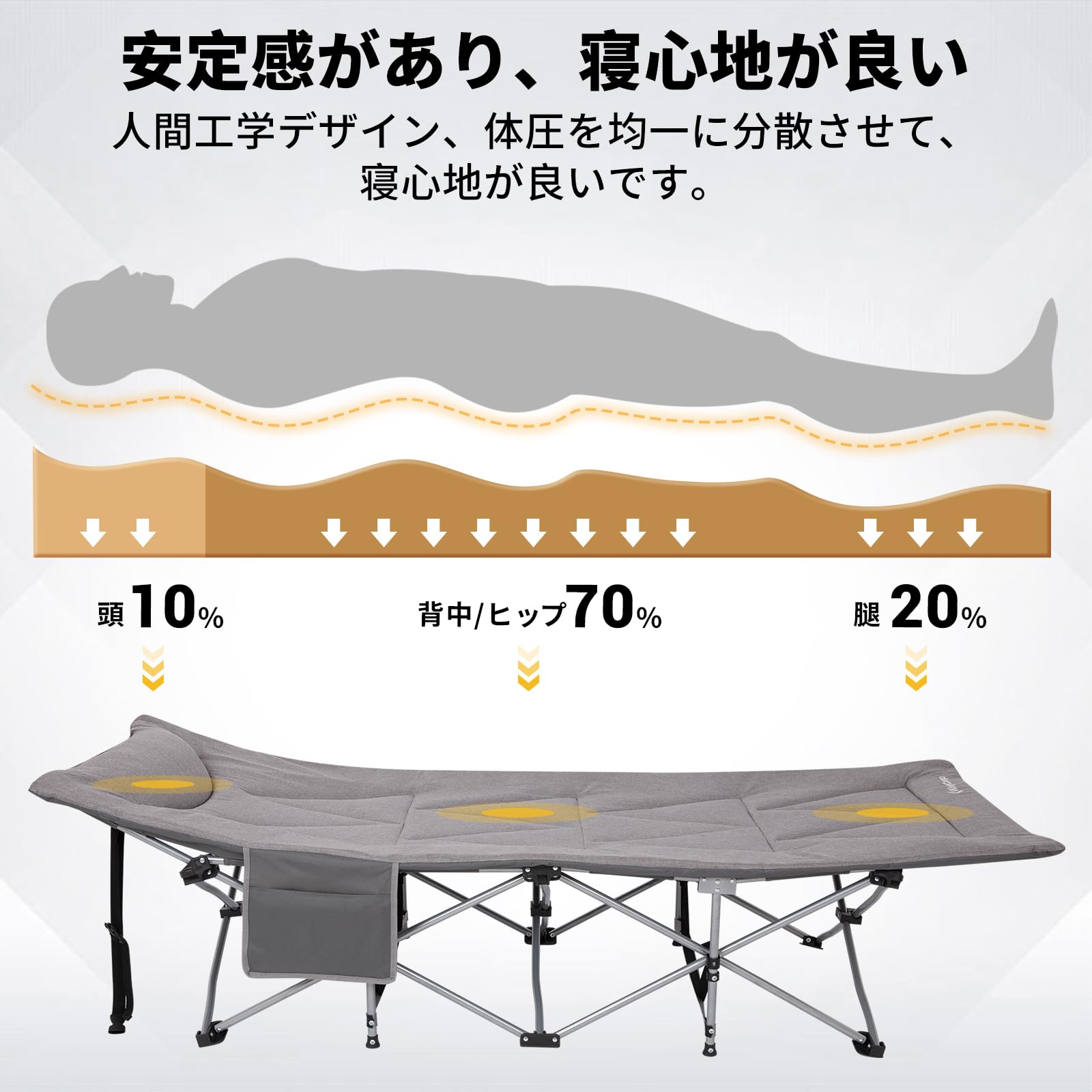【2025 NEW】KingCamp 折りたたみベッドキャンプコット組立不要