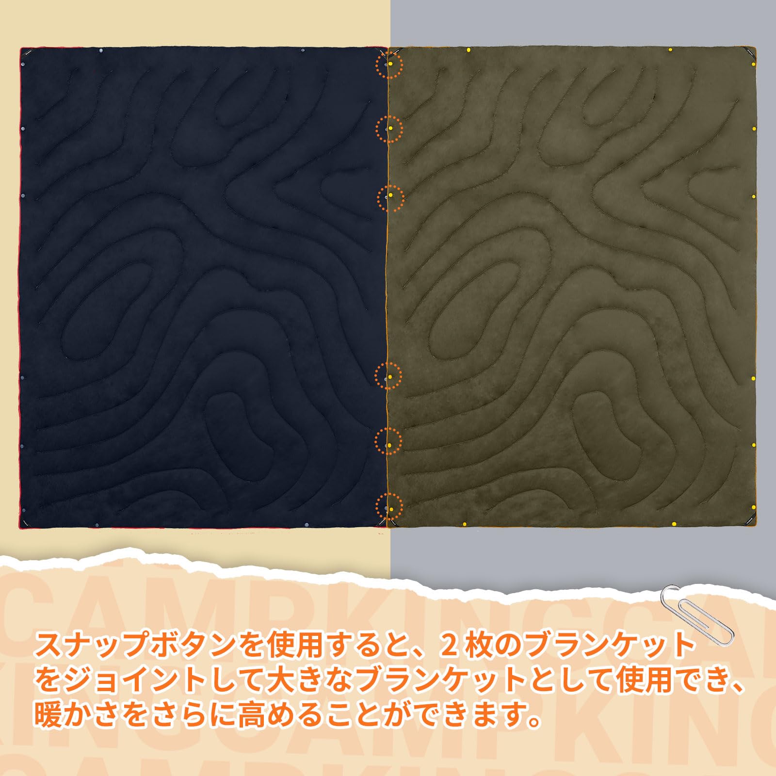 KingCamp キャンプ用ブランケットマルチブランケット大判超軽量スナップボタン付き