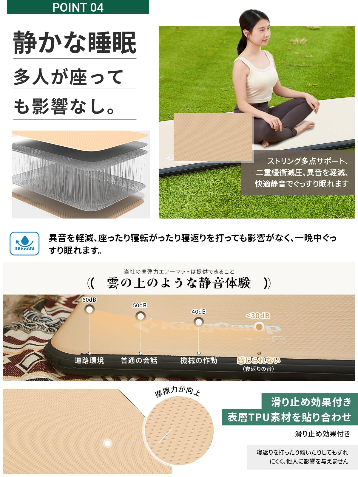KingCamp エアーマット キャンプ インフレーターマット200x75x5cm