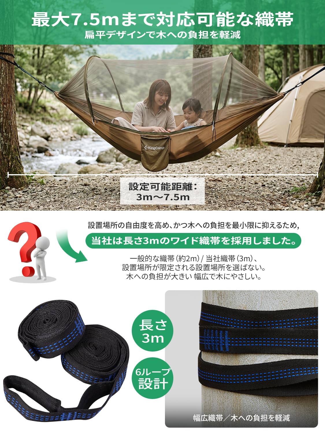 【2026 NEW】KingCamp MosqShield Hammock 蚊帳付きハンモック ダブルサイズ 1～2人用 1台3役