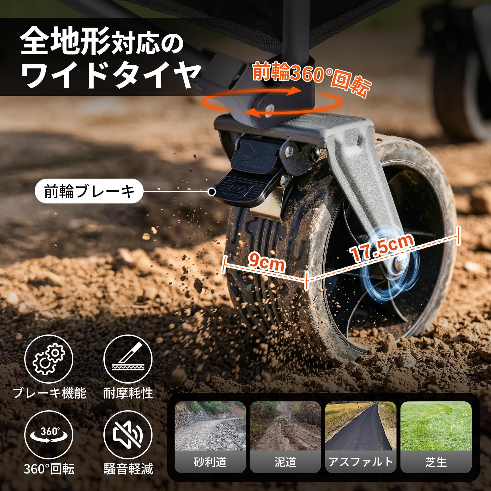 【2026 NEW】KingCamp TrailMate L7 キャリーワゴン 折りたたみ式 大容量200L 全地形対応ワイドタイヤ