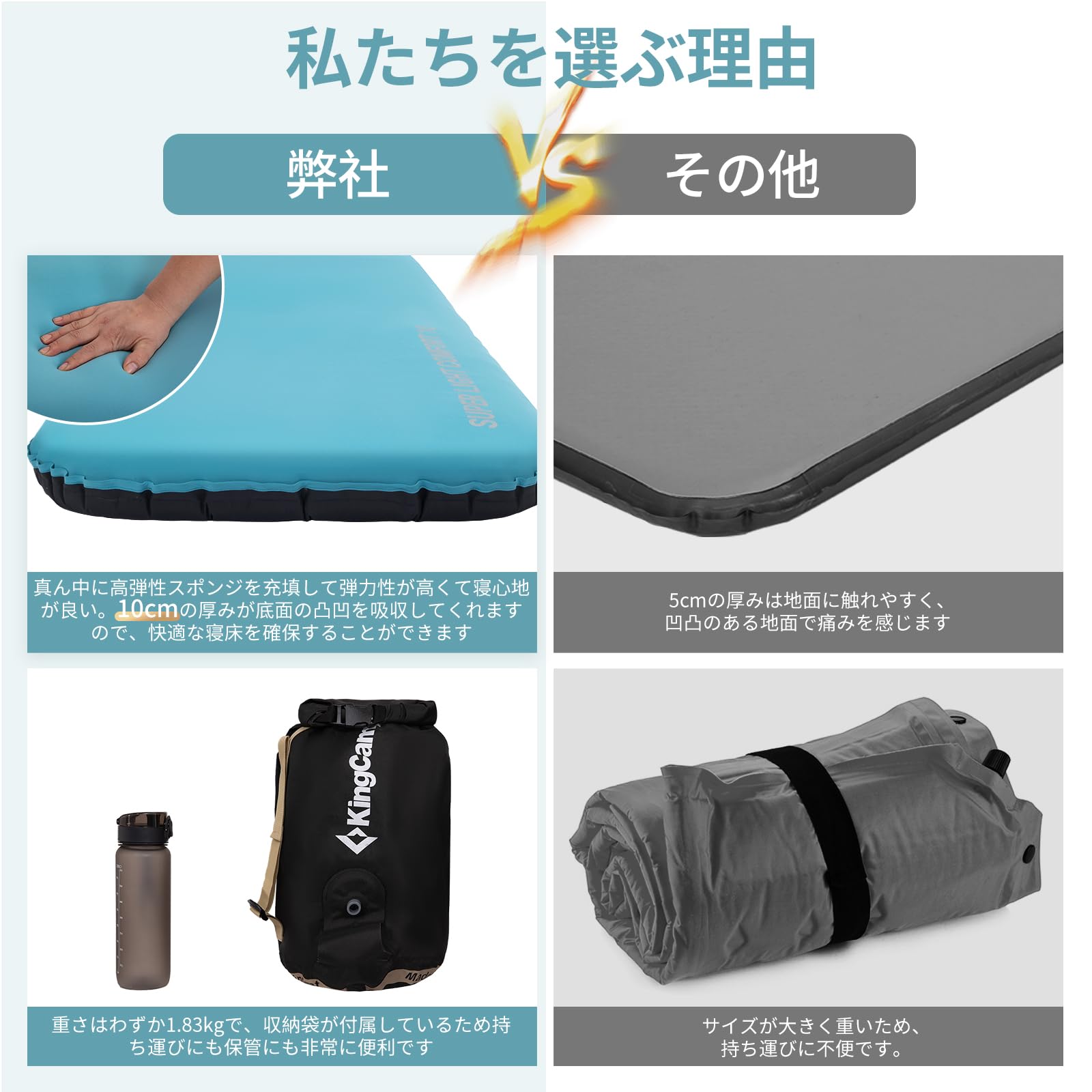 KingCamp超軽量快適シングルクッションメモリーフォーム寝床マット